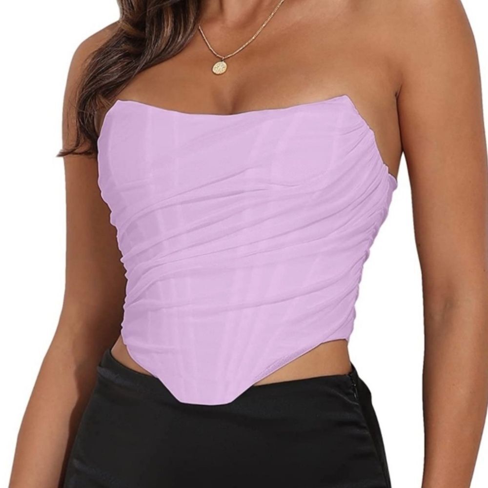 Women's M Lavender Ruched Corset Tube Top